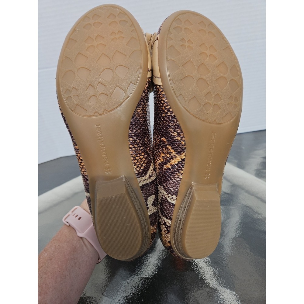 Naturalizer Flats 8W Brown Snakeskin Look Leather Decade Bow N5 Comfort Neutral - Picture 11 of 16